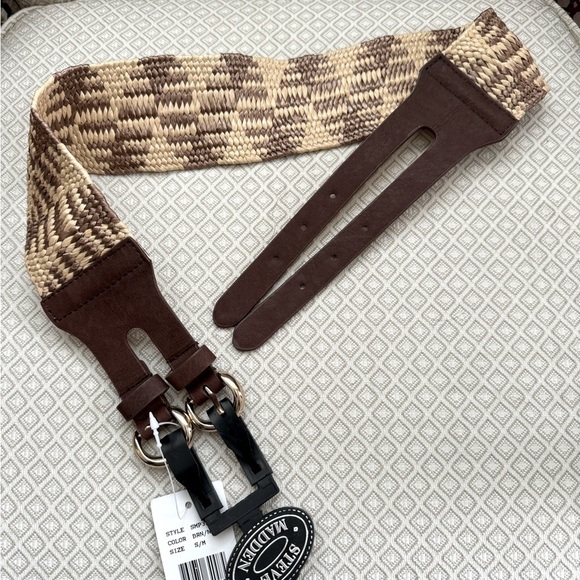 Steve Madden Woven Tan Brown Belt Neutral - Picture 1 of 6